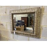 A Victorian style rectangular painted composition wall mirror, width 72cm, height 61cm