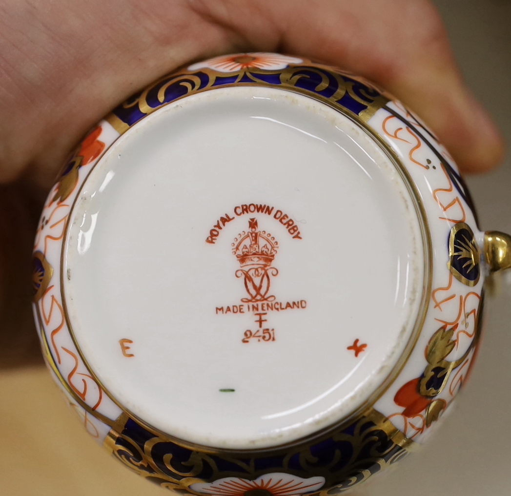 A Royal Crown Derby spherical vase with pie crust rim painted with pattern 1128, a two handled - Image 6 of 6