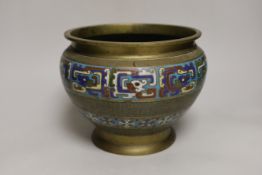 A Japanese champleve enamel and brass jardiniere, 19cm high