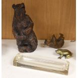 A resin Black Forest bear sculpture, a smaller Black Forest bear (possibly an ink stand but