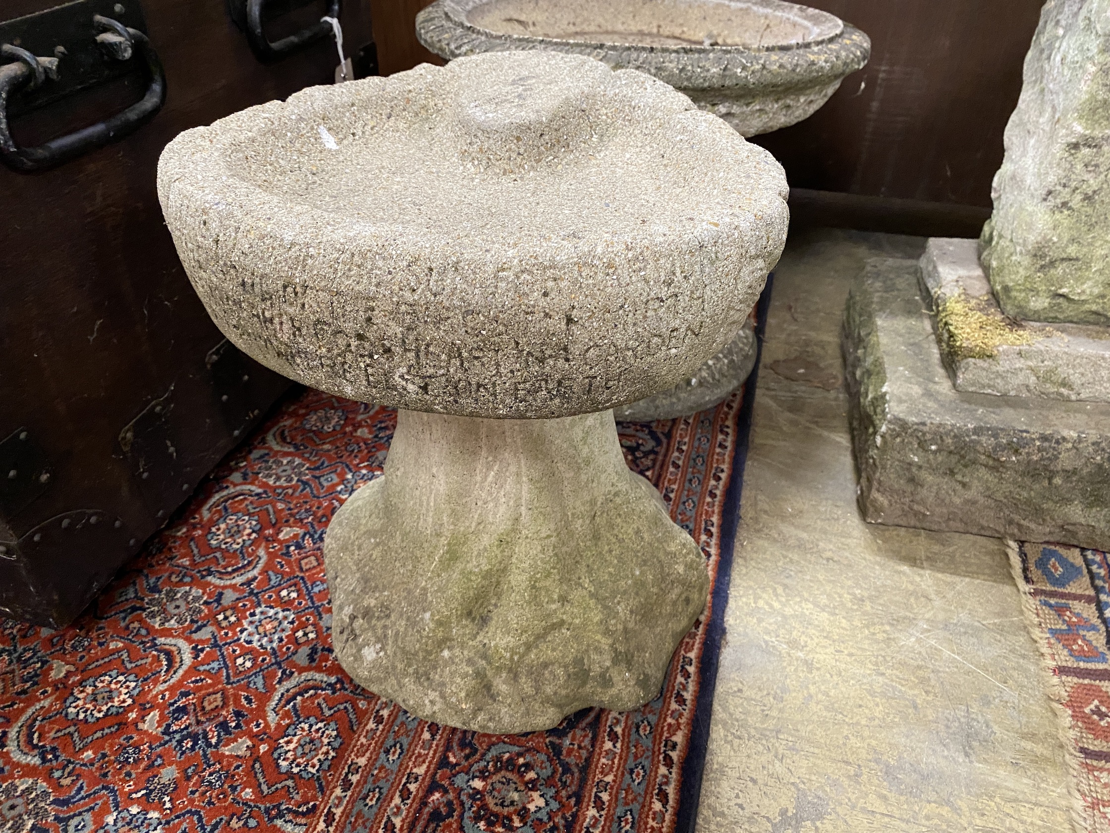 Two reconstituted stone bird baths, larger diameter 47cm and height 36cm - Image 2 of 3