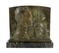 Robert Delandre (French 1879-1961). An Art Deco bronze commemorative plaque 'Le Salut du Vainqueur',
