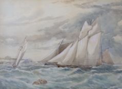 Henry Charles Brewer RI, (1866-1950), watercolour, Shipping off the coast, signed and dated 1910, 49