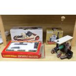 A Hornby Railways GWR passenger set, a Mamod steam roadster, a Mamod steam engine SP 2, all boxed,