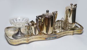 An Ellkington’s sweet meat dish and other plated wares including a an early 20th century tray,