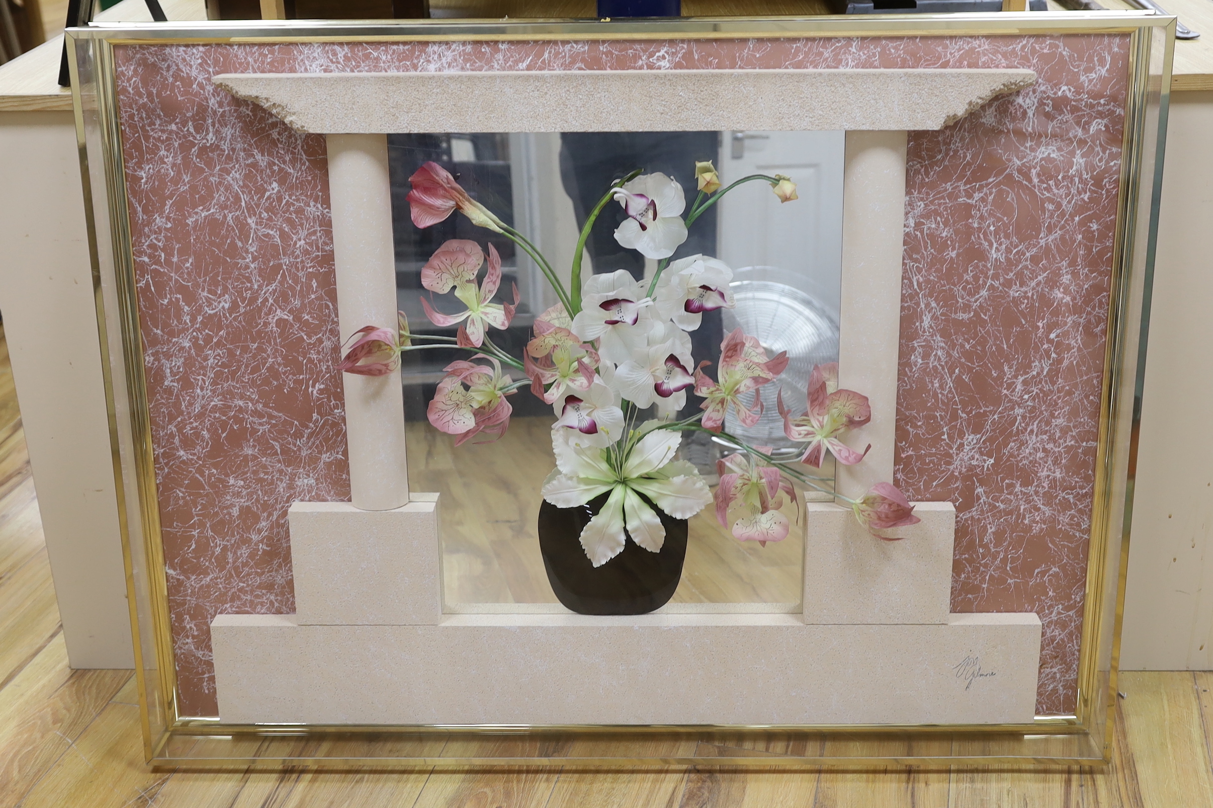 John Gilmore - a framed floral display, 90x120cm