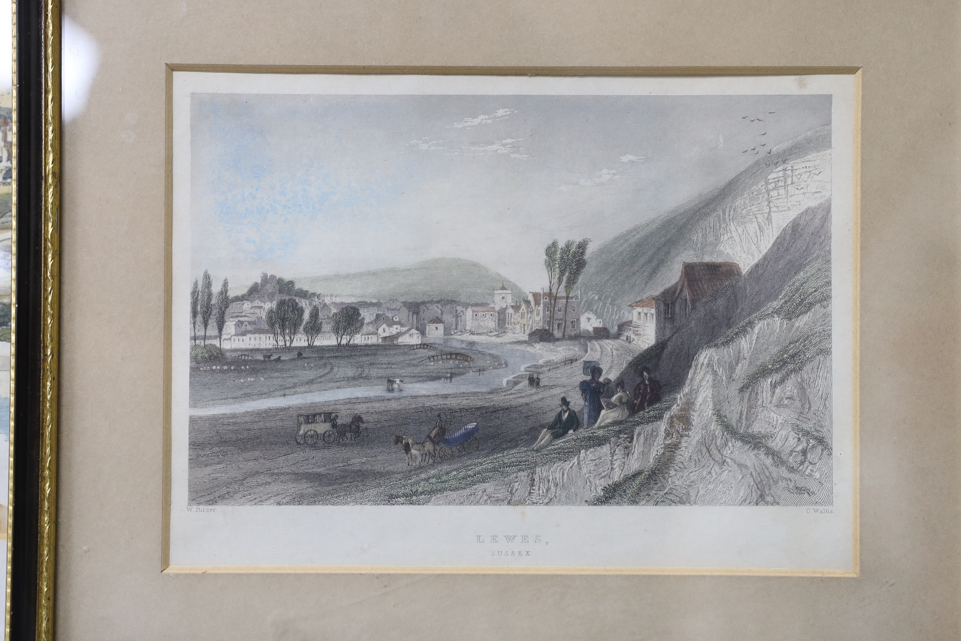 A collection of coloured and black and white engravings of Hastings, Lewes and environs - Image 3 of 6