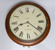 A Victorian mahogany circular dial eight day single fusee wall timepiece, by March of Clive Vale,