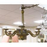 A French ormolu six branch ceiling light, 67cm high