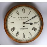 A late Victorian mahogany dial clock, 37cm diameter