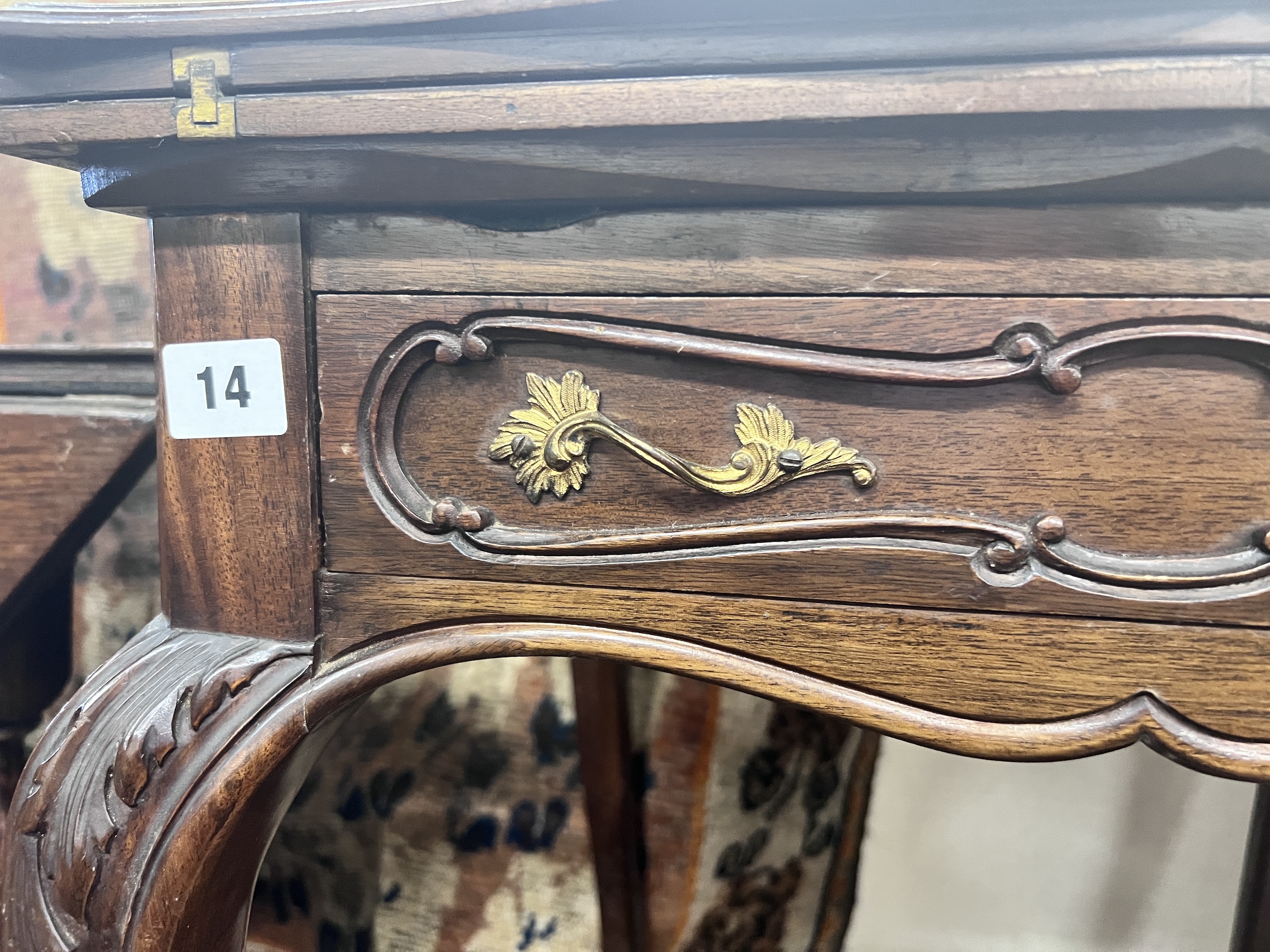 A late Victorian mahogany envelope card table, width 51cm, depth 51cm, height 75cm - Image 3 of 5