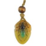 A late 19th/early 20th century French Almeric Walter pate-de-verre cicada pendant necklace, designed