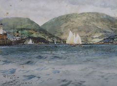 Charles Edward Dixon (1872-1934), watercolour, harbour off Gourock, signed inscribed and dated 26.
