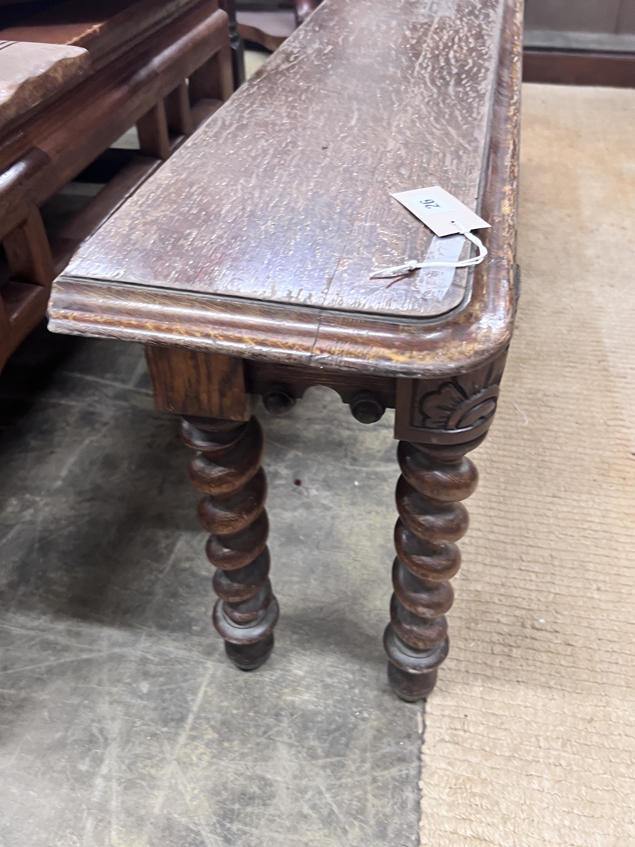 A Victorian oak window seat, length 122cm, depth 25cm, height 47cm - Image 4 of 5