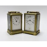 Two French brass carriage clocks, one Leroy et Fils, Palais Royale, 14cm
