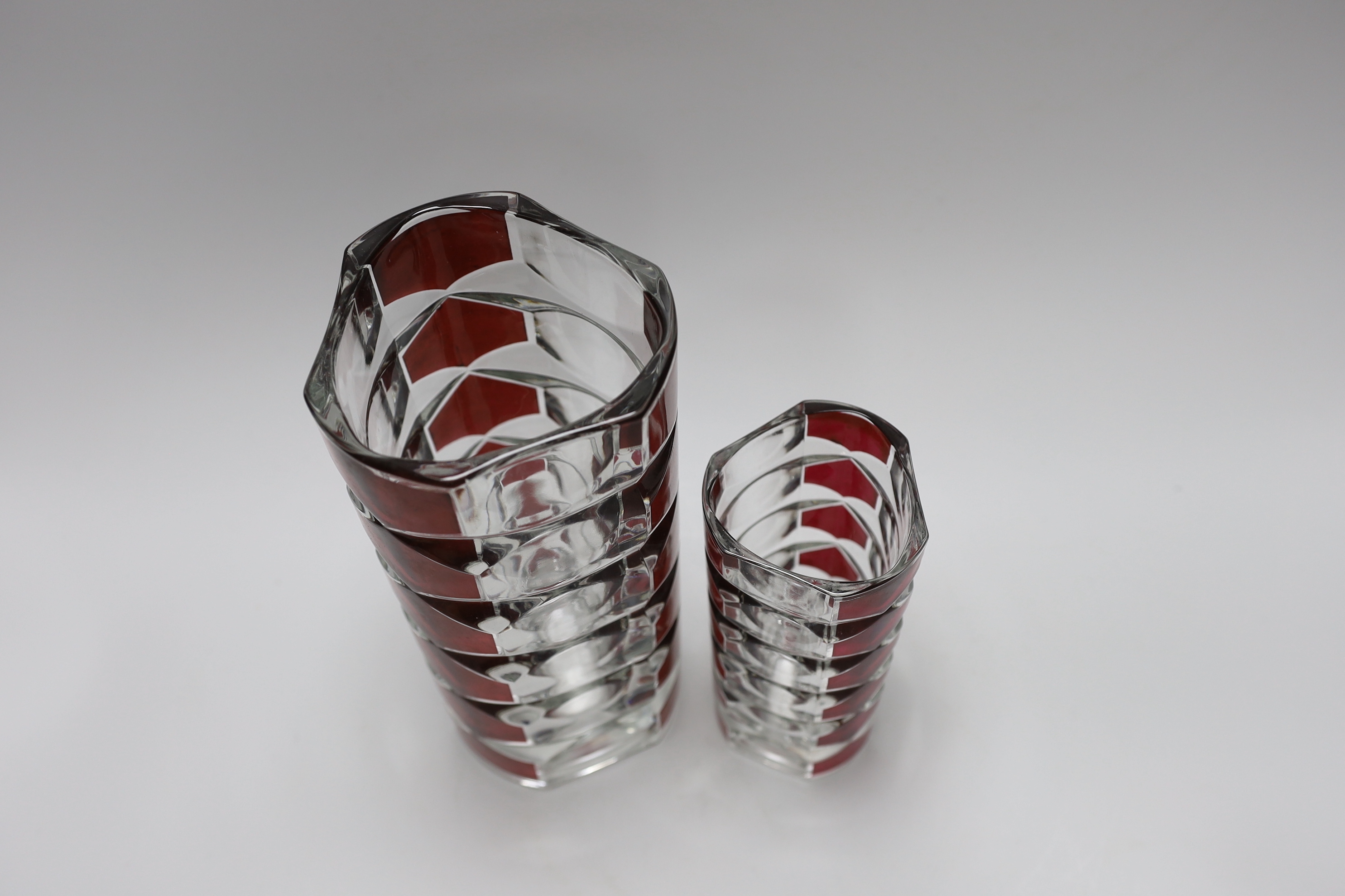Two French studio ruby flashed glass vases, largest 24cm high - Image 6 of 7
