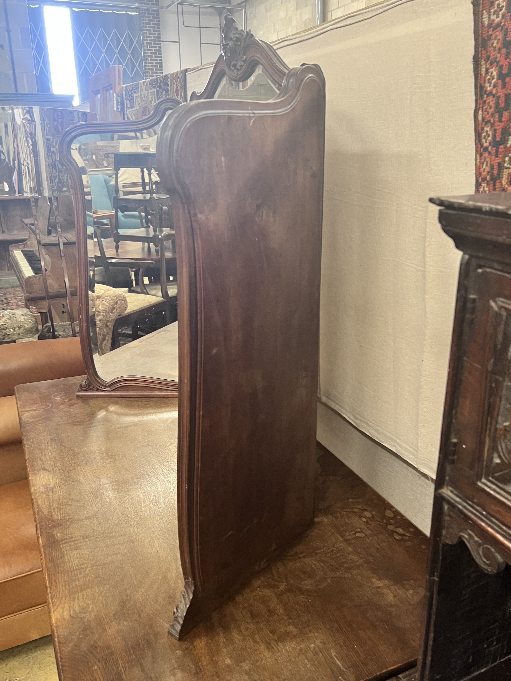 A late 19th century French mahogany triple folding dressing table mirror, width 146cm, height 105cm - Image 2 of 6