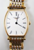 A lady's steel and gold plated Le Grande Classique de Longines quartz wrist watch, no box or