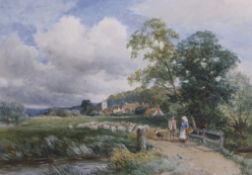 David Bates (1840-1921), watercolour - 'The way to the village', signed, 36 x 52cm