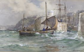 Arthur Wilde Parsons (1854-1931), watercolour, harbour scene, signed and dated 1916, 25 x 41 cm