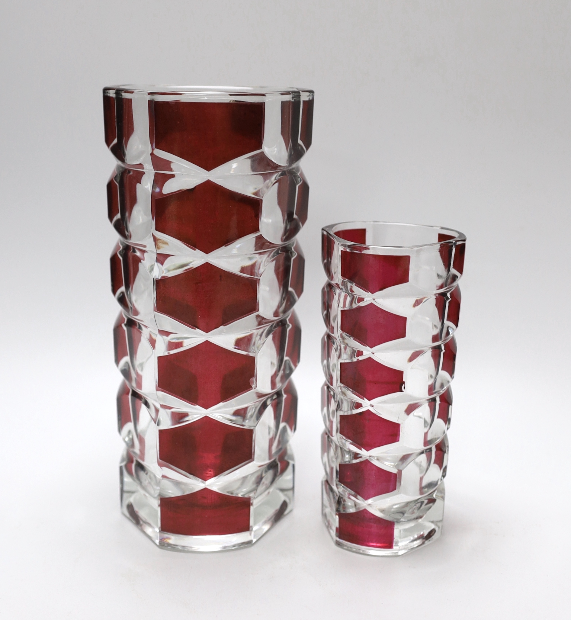 Two French studio ruby flashed glass vases, largest 24cm high - Image 4 of 7