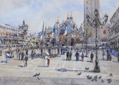 Attributed to Edward Darley Boit (American, 1840-1915) watercolour, 'St. Mark’s Square, Venice’',