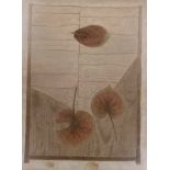 Ha Bik Chuen (Chinese, 1925 - 2009), embossed lithograph, leaves and boardwalk, artist’s proof,