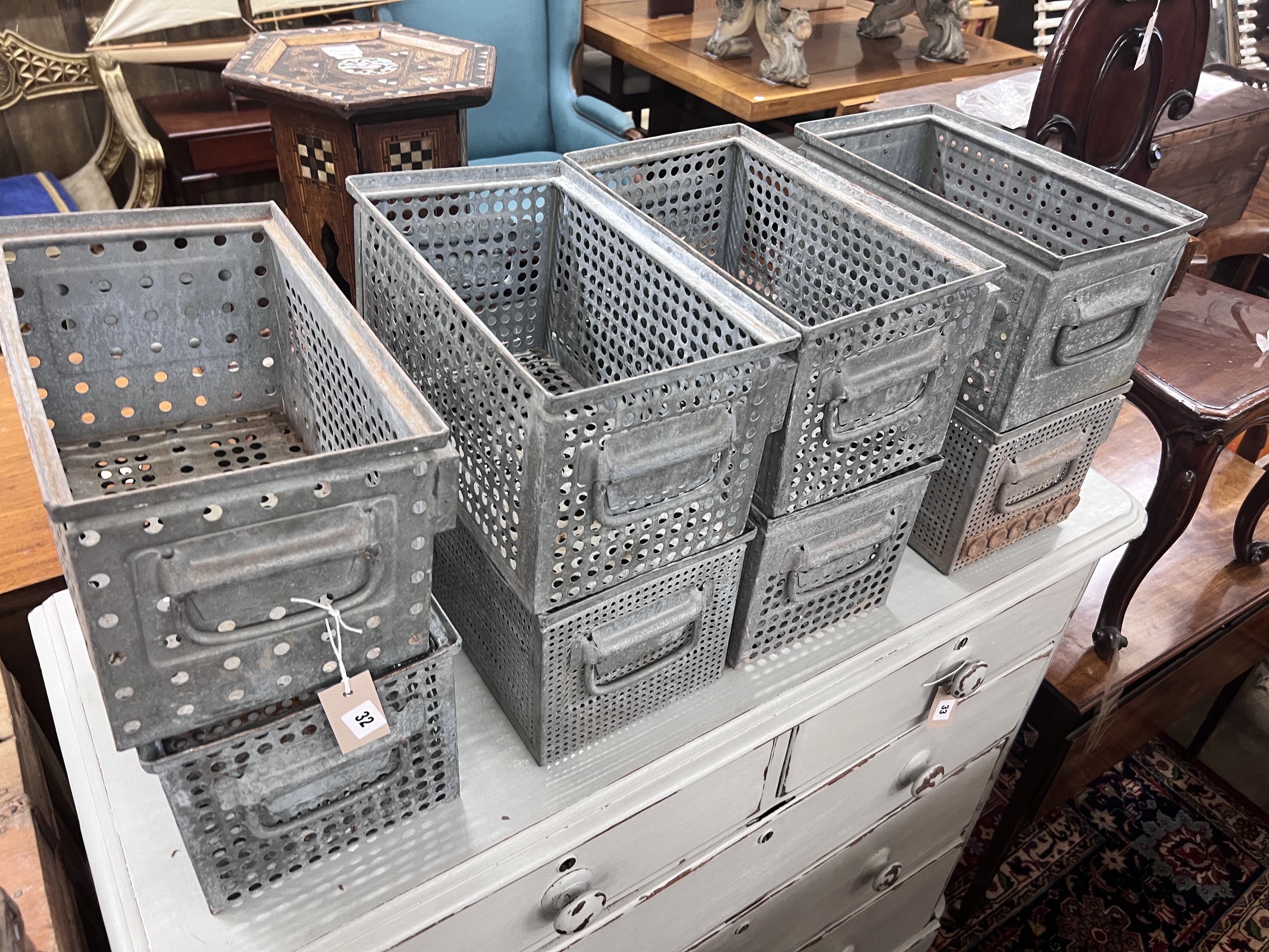 Eight industrial style galvanised metal drawers, width 36cm, depth 21cm, height 21cm - Image 2 of 2