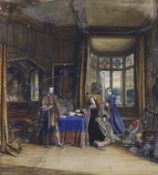 John Edmund Buckley (1820-1884), watercolour, Anne Boleyn in her chamber, signed and dated 1867,
