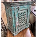 An Indian painted wall cabinet, width 50cm, depth 30cm, height 60cm