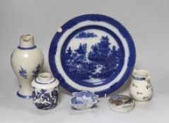 A collection of early 19th century pottery including a good sparrowbeak jug painted with flowers,