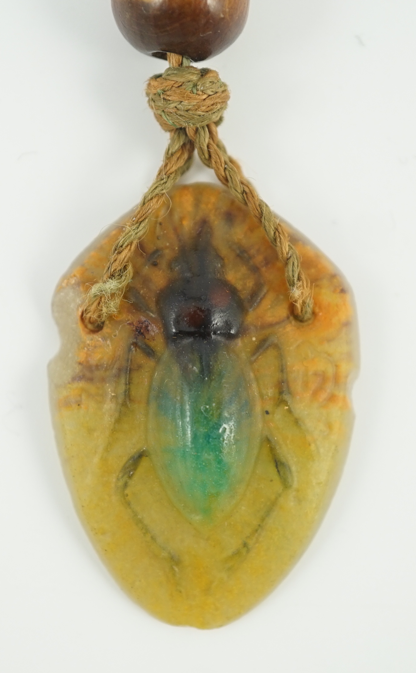 A late 19th/early 20th century French Almeric Walter pate-de-verre cicada pendant necklace, designed - Image 2 of 4
