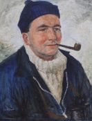Jack Bent, oil on hardboard, portrait of a sailor, signed, 44 x 36cm