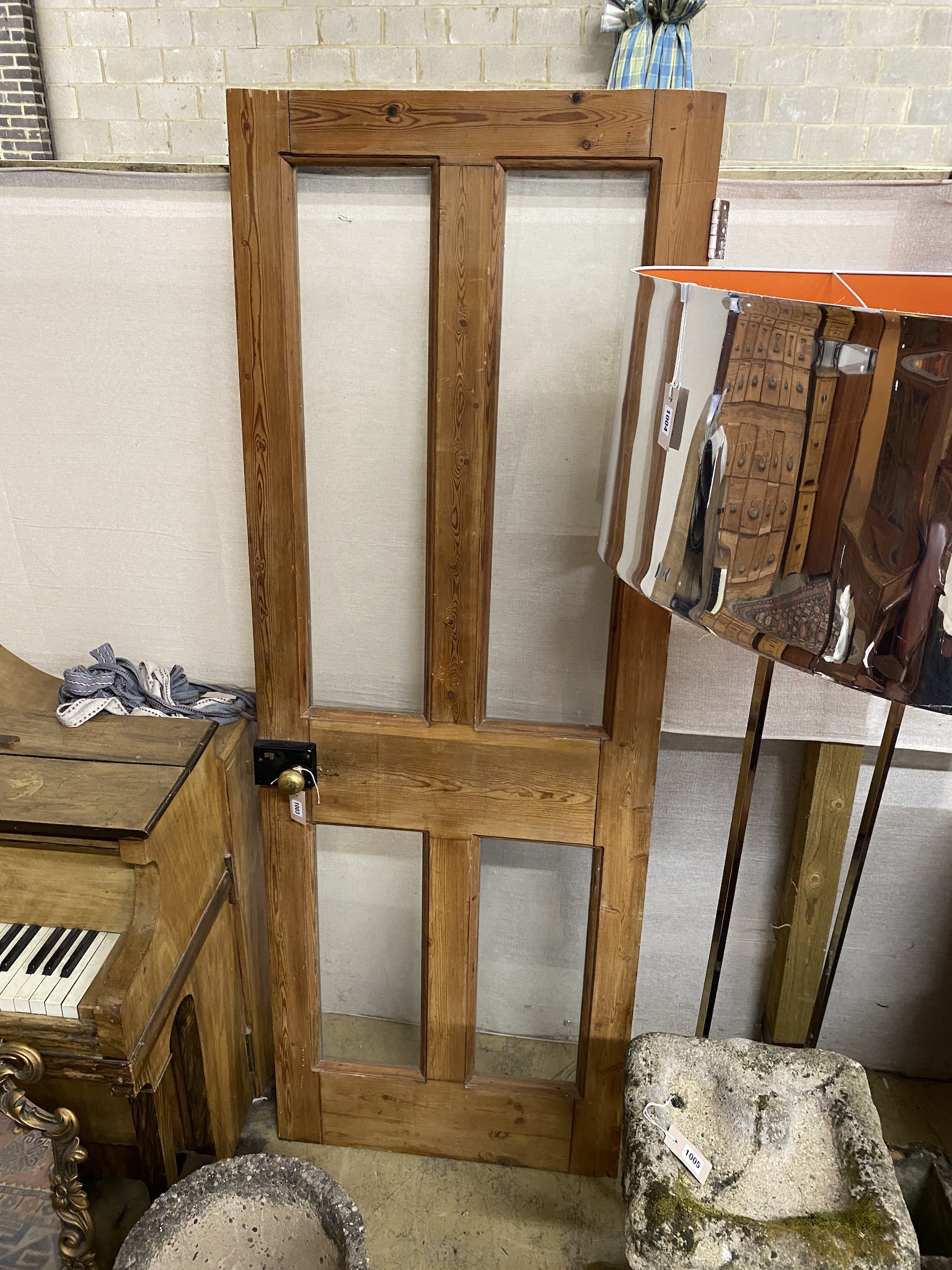 A late 19th / early 20th century pine door, later glazed, height 190cm