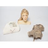 Coral Pearson-Revel (New Zealand) - three works - a painted terracotta head and shoulders of a