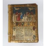 ° ° An 18th century European gilt and painted book cover, 29x21cm