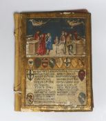 ° ° An 18th century European gilt and painted book cover, 29x21cm