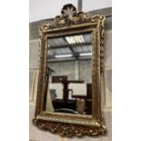A George II giltwood mirror, later plate, width 45cm, height 80cm