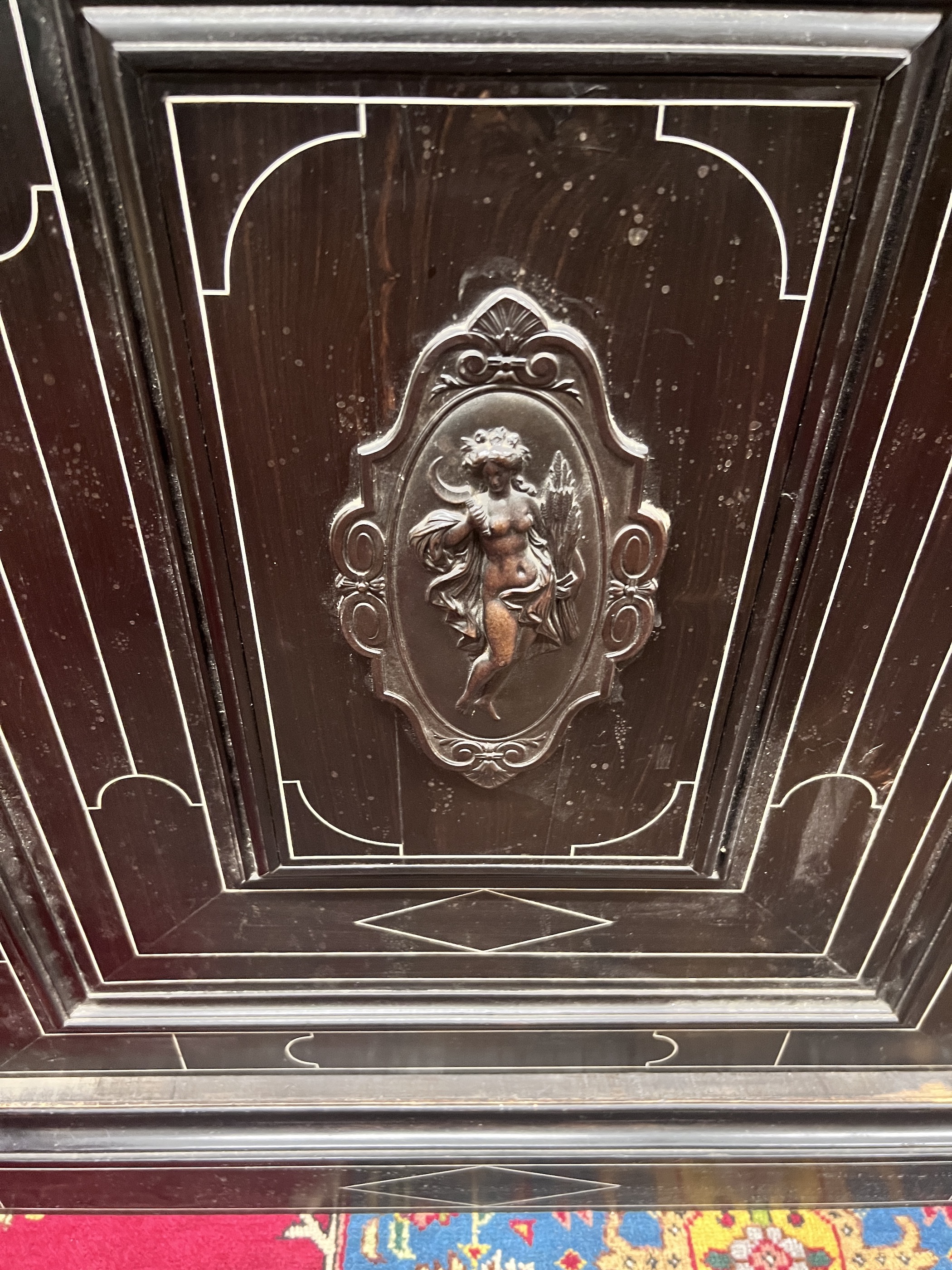 A French ebonised marble top pier cabinet, width 79cm, depth 43cm, height 99cm - Image 3 of 3