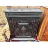 A French ebonised marble top pier cabinet, width 79cm, depth 43cm, height 99cm