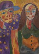 Brent Noakes (20th C.), oil on canvas, 'Two Figures', inscribed verso and dated 1970, 100 x 72cm,