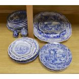 An early 19th century John Meir and Sons blue and white printed 'Fairy Villas' meat dish together