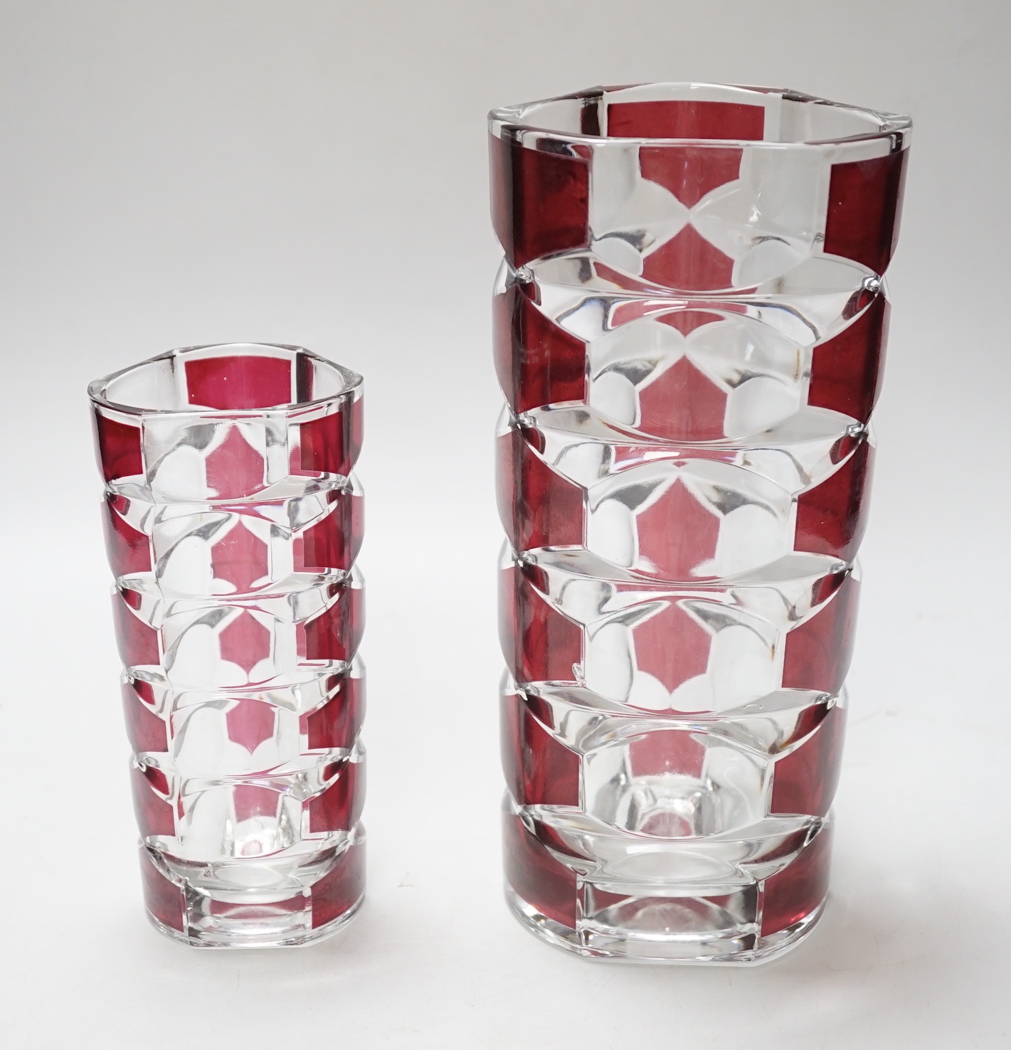 Two French studio ruby flashed glass vases, largest 24cm high