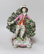 An 18th century Derby figure of a seated gentleman, 1760’s, 24cm high