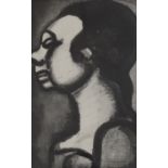 After Georges Rouault, mixed media and aquatint, mounted and framed, 29cm x 19cm