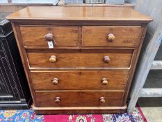 A Victorian mahogany five drawer chest, width 104cm, depth 51cm, height 104cm