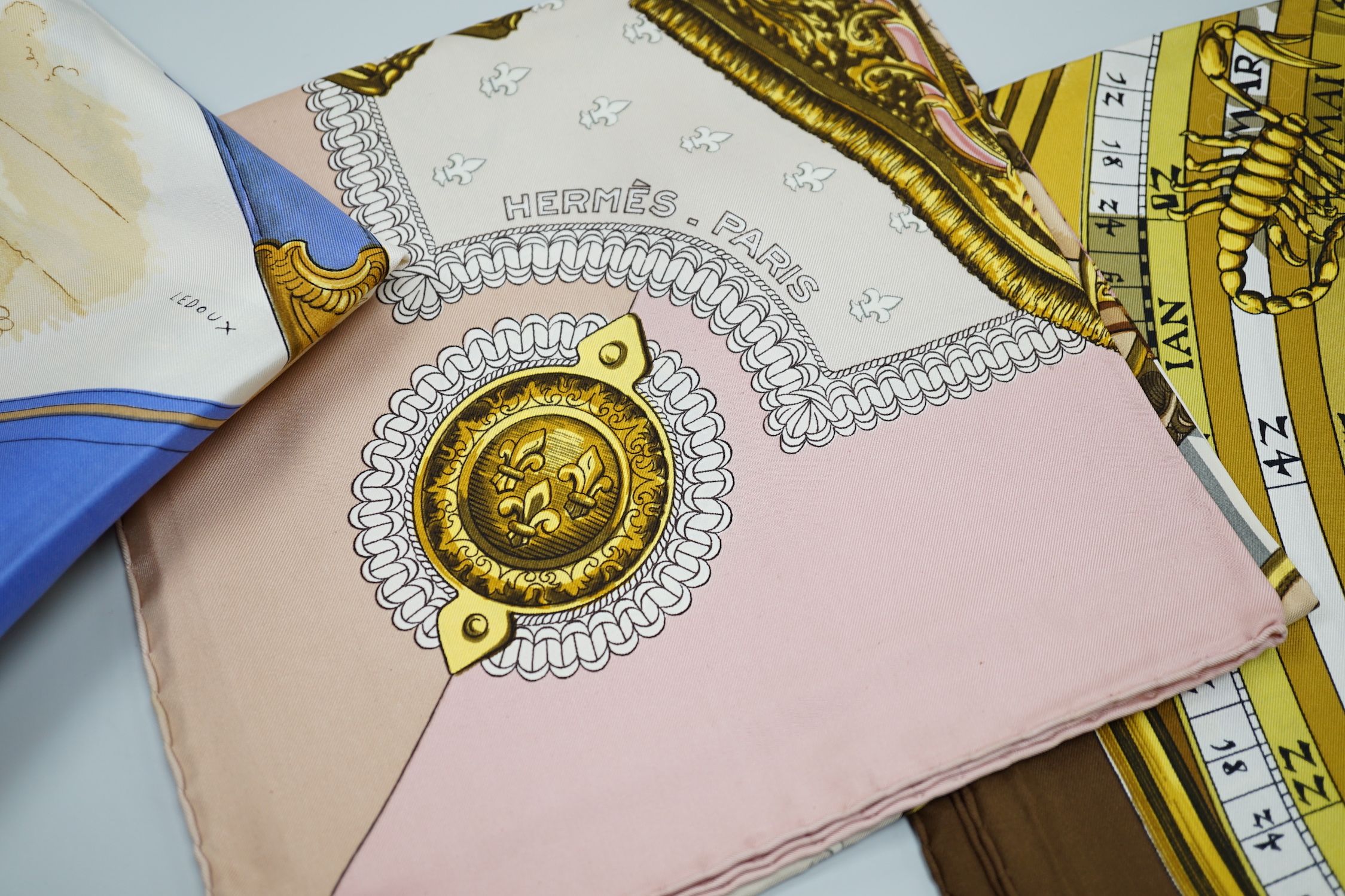 Four vintage Hermes silk scarves including two retailed by Harrods comprising Selles A Housse, - Image 3 of 4
