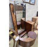 An Art Deco walnut dressing table, width 100cm, depth 80cm, height 160cm