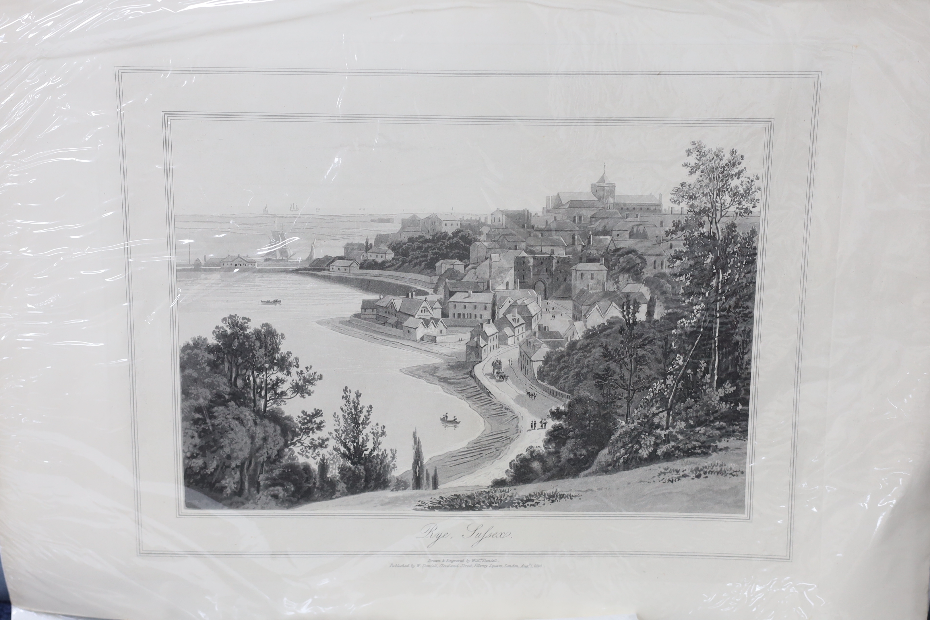 A collection of coloured and black and white engravings of Hastings, Lewes and environs - Image 2 of 6