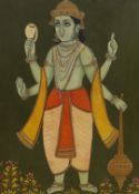 Indian school (20th century), painting of a Hindu deity in a painted frame, total size 73 x 59 cm